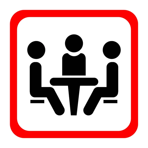 Konferenz Ikone Menschen Die Tisch Sitzen Menschen Tisch Sitzen Vektorillustration — Stockvektor