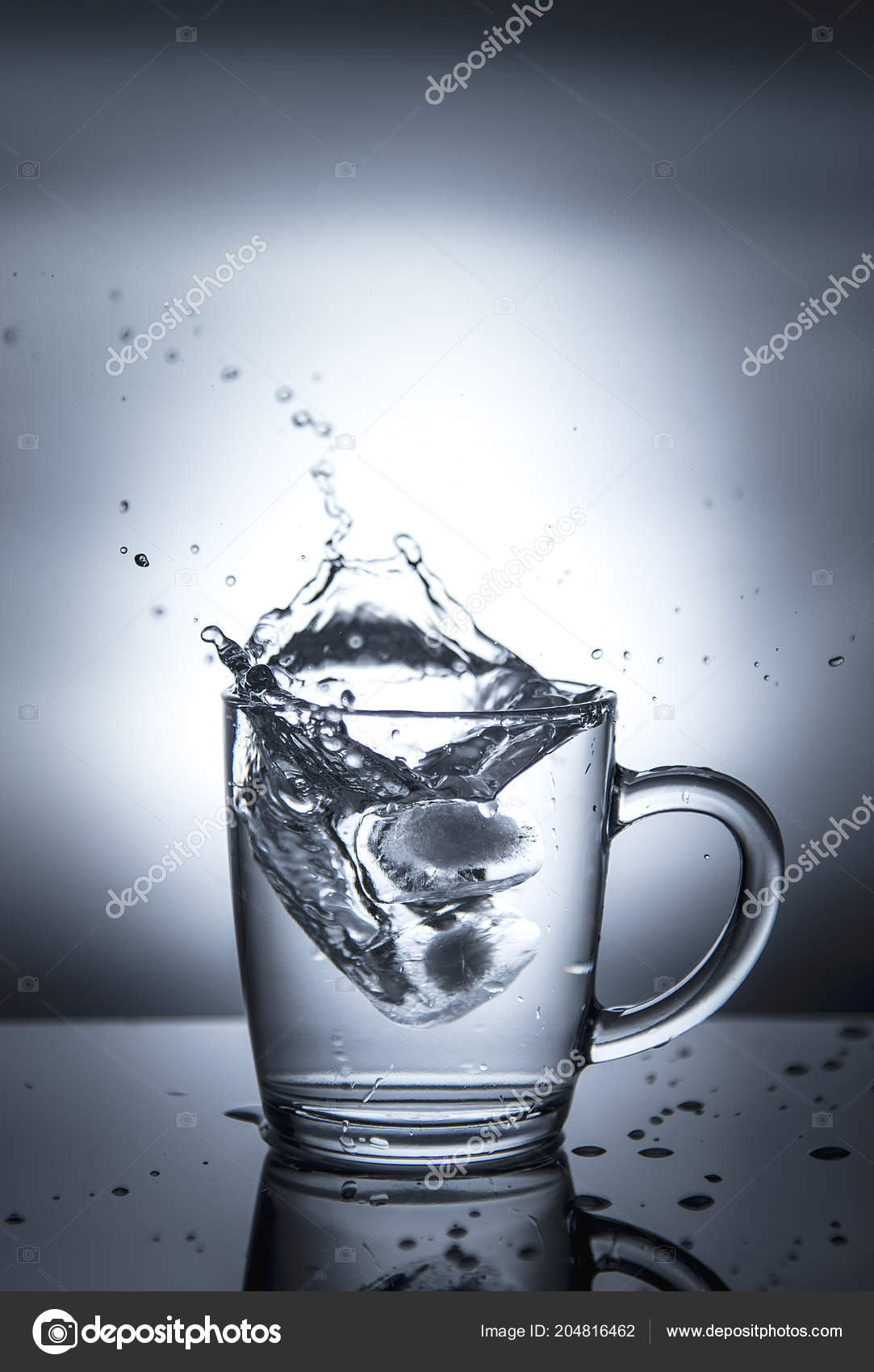 Splash Water Cup Grey Background Stock Photo Image By C Natalipopova