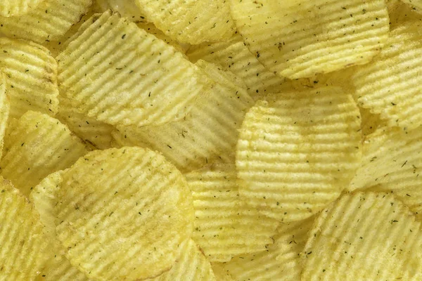 Punhado Batatas Fritas Amarelas — Fotografia de Stock