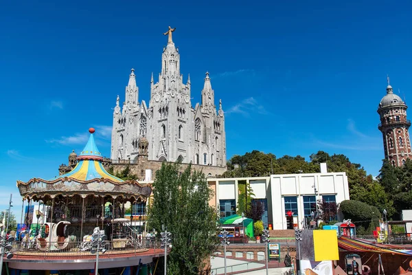 Templo Del Sagrado Corazón Monte Tibidabo Barcelona España Mayo 2018 — Foto de Stock