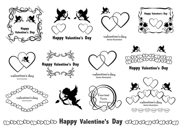 Graphic Design Elements Vintage Valentine Love Set Vector — Stock Vector