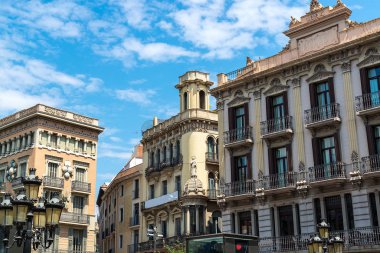 Las Ramblas Barcelona, İspanya - 16 Mayıs 2018.