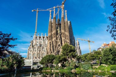 Mimar Antonio Gaudi, Katalonya, Barcelona İspanya - 14 Mayıs 2018 tarafından da La Sagrada Familia Katedrali.