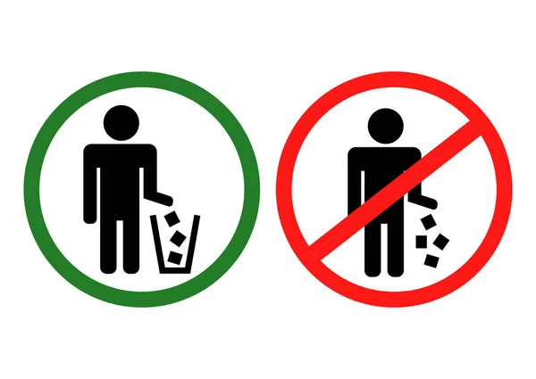 Circle Littering Prohibited Sign Icon Label Isolate White Background Inglés — Vector de stock