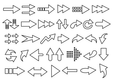 vektör kümesi üzerinde beyaz izole ok şekilleri.