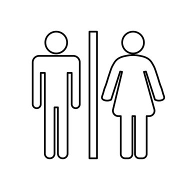 Beyaz arka planda siyah tuvalet simgesi. Vektör çizim.