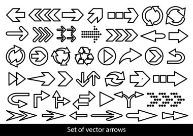  Vektör siyah ok beyaz bir arka plan ayarla..