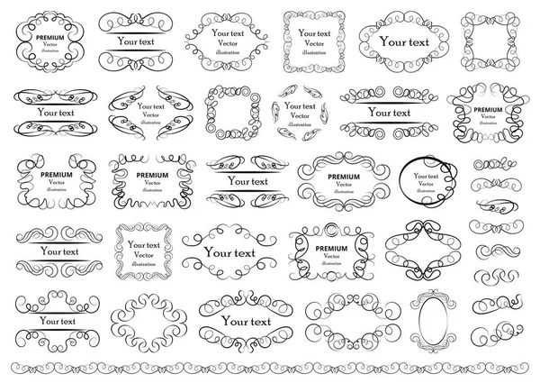 Eléments Design Calligraphique Tourbillons Rouleaux Décoratifs Cadres Vintage Fleurit Étiquettes — Image vectorielle