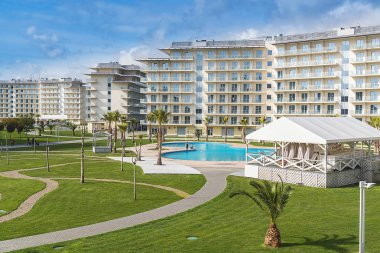 Adler, Rusya - 27 Mart 2019 Hotel Sochi Parkı. Adler, Krasnodar bölgesi, Rusya