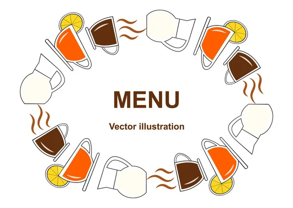 Vektorhintergrund Eine Reihe Von Getränken Zum Frühstück Skizze Vektorillustration — Stockvektor