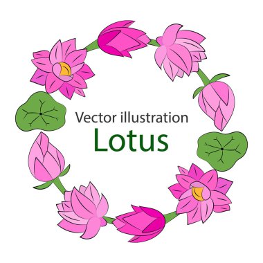  Pembe çiçeklerin çerçevesi. Vektör çizimi.