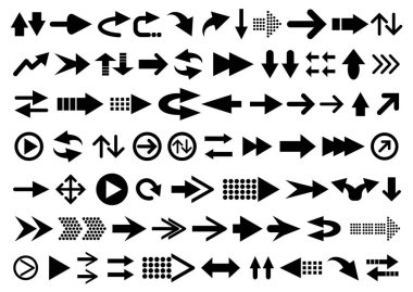 vektör kümesi üzerinde beyaz izole ok şekilleri