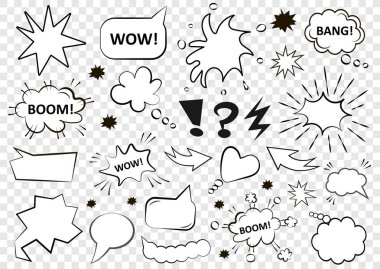 Konuşma baloncukları. Pop Art tarzında boş şablon seti. Vektör illüstrasyonu