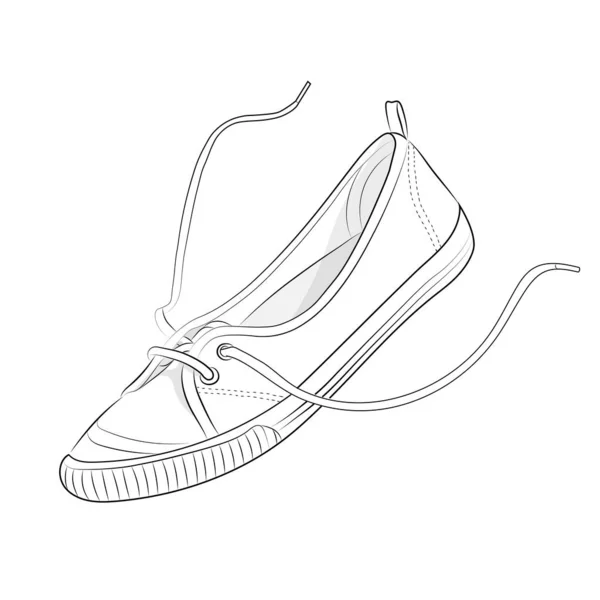 Boceto de zapatos de gimnasio de verano sobre un fondo blanco. Ilustración vectorial . — Archivo Imágenes Vectoriales