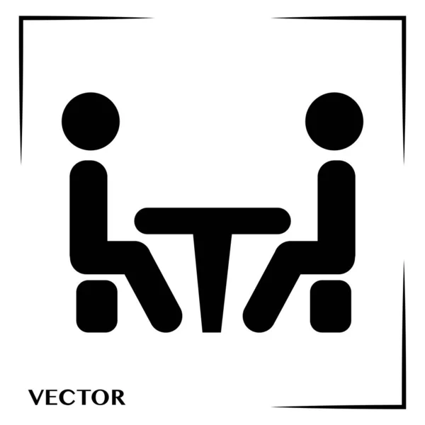 Icono de conferencia. Personas sentadas en la mesa.Icono de la conferencia. Gente sentada a la mesa. Ilustración vectorial . — Archivo Imágenes Vectoriales