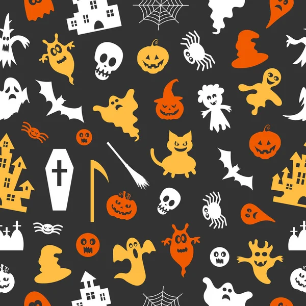 Abstract patroon naadloze vector patroon achtergrond. Set van silhouetten van Halloween geweldig voor stof, papier, web banners, wallpapers. — Stockvector