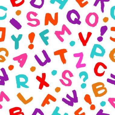 Soyut desen dikişsiz vektör desen arka plan. İngiliz alfabesi. Kumaş, kağıt, web afiş, duvar kağıtları için büyük. 