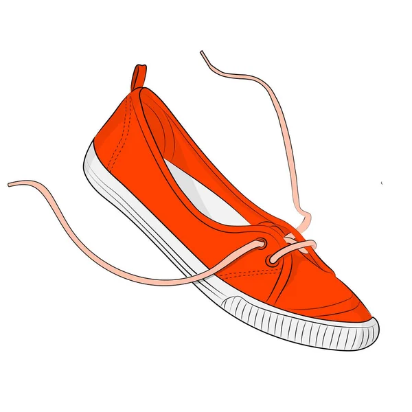 Sketch of summer red sneakers on a white background. Vector illustration — Stock Vector