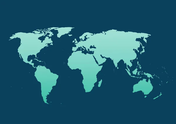 Dünya haritası vektörü, mavi arkaplanda izole. Düz Dünya, web sitesi şablonu için harita şablonu, yıllık rapor, infografikler. Dünya çapında seyahat, harita silueti arkaplanı. — Stok Vektör