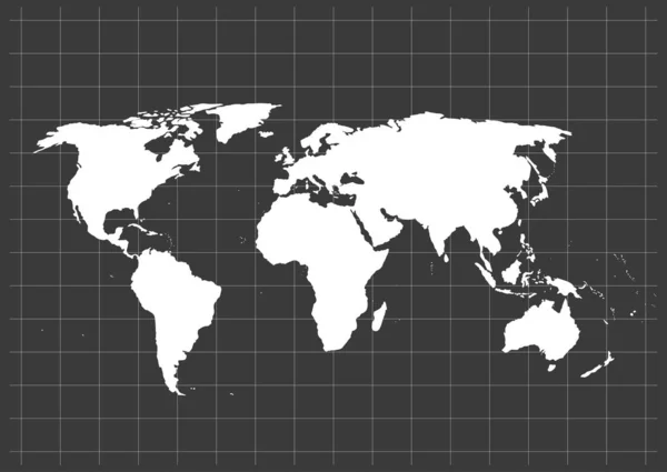 Vecteur de carte du monde, isolé sur fond noir. Flat Earth, modèle de carte pour le modèle de site Web, rapport anual, inphographics. Voyage dans le monde entier, carte silhouette toile de fond . — Image vectorielle