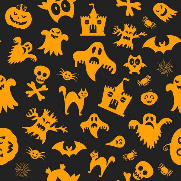 Patrón Vector Sin Costuras Para Diseño Halloween Símbolos Halloween Fantasma — Archivo Imágenes Vectoriales