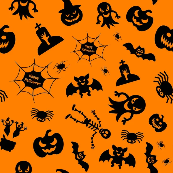 Patrón Vector Sin Costuras Para Diseño Halloween Símbolos Halloween Fantasma — Archivo Imágenes Vectoriales