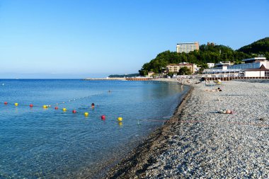 Denizde bir sabah. Karadeniz, Krasnodar Bölgesinde Nebug, Rusya - 4 Temmuz 2020