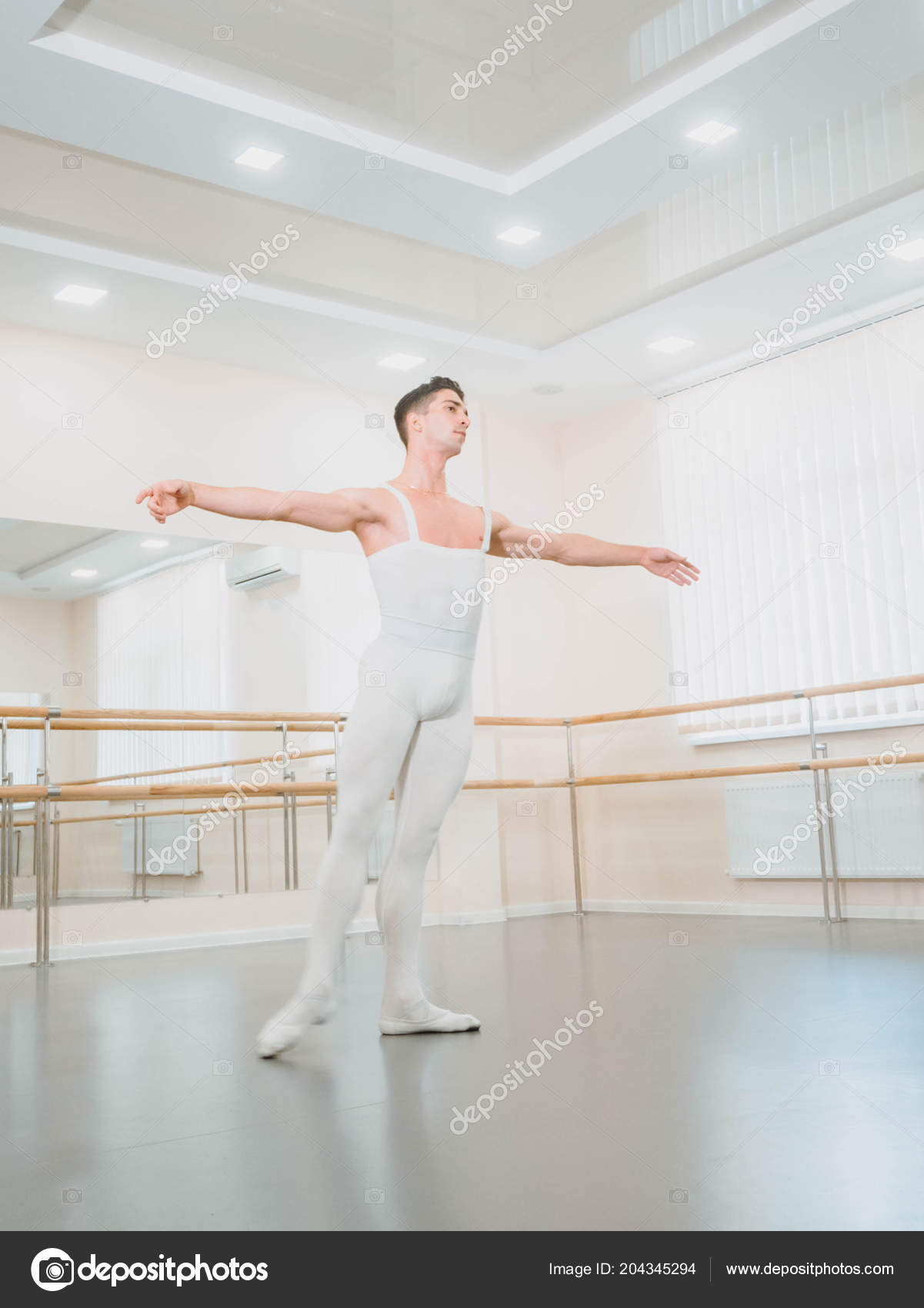 Young Handsome Male Dancer Practicing Classical Ballet Small