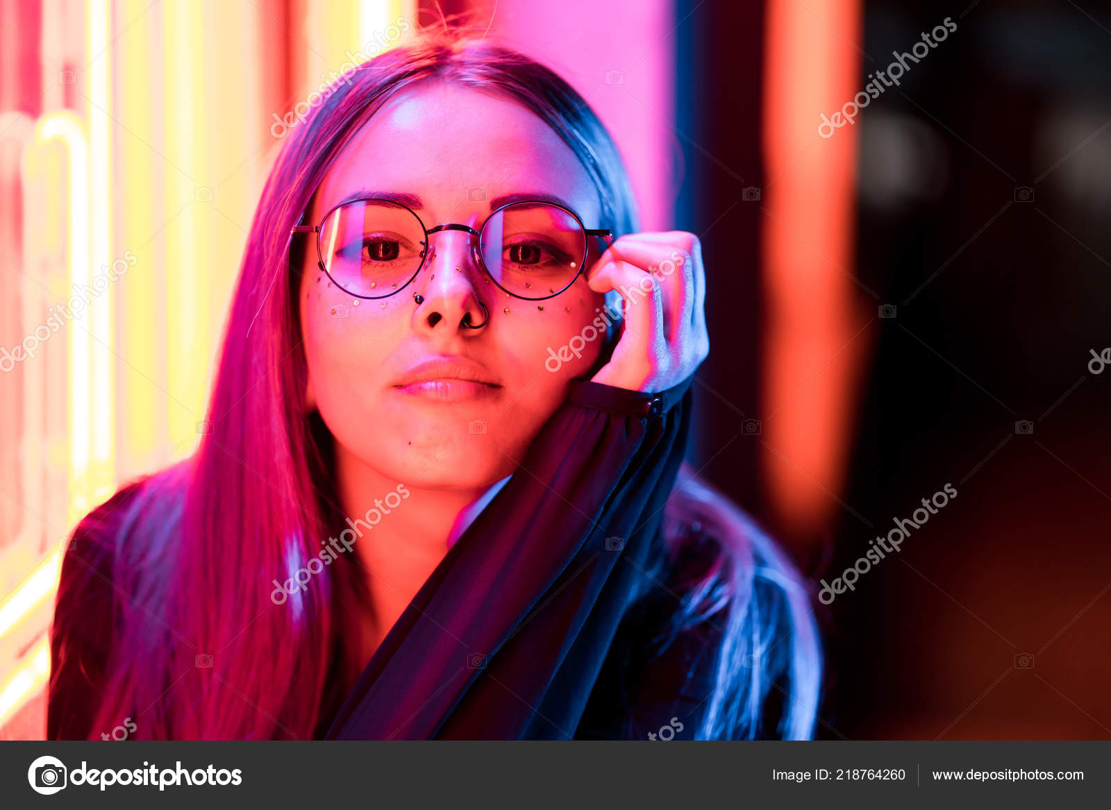 Millennial Enigmatic Pretty Girl With Unusual Dyed Hairstyle Near