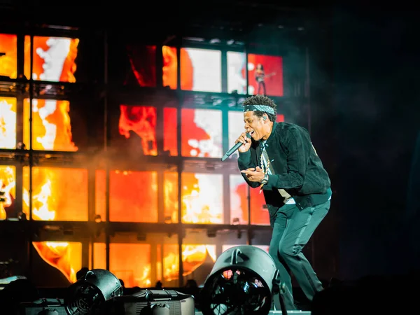 Roma Italia, 8. juli 2018, Live-konsert for Beyonce og Jay-Z OTRII på Olimpico Stadium: Sanger Beyonce under konserten . – stockfoto