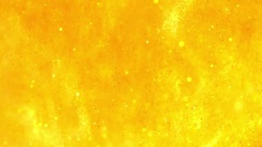 Parlak altın zemin üzerine parlak parçacıklar. Sihirli altın suda parıldıyor. Arka plan. Geçişler, modern projeler, sanat eklendi olarak kullanılabilir.