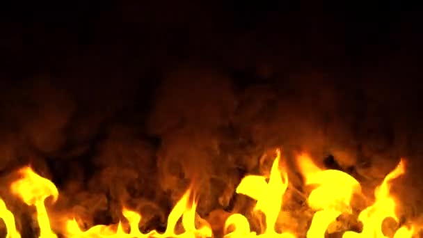 Accensione fuoco rosso isolato su sfondo nero. Lingue fiamme reali dettagliate. Halloween, inferno bollente, concetto di inferno. Rallentatore . — Video Stock