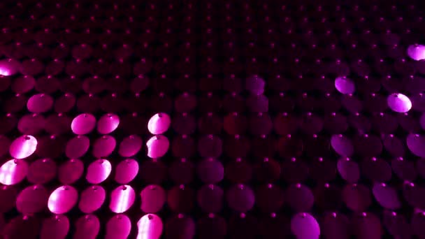 Lentejuelas rosa o púrpura brillante fondo reflectante. Pared de brillo cinético abstracto en movimiento. Decoración del club nocturno. Puede ser utilizado como transiciones, añadido a proyectos modernos, fondos de arte . — Vídeo de stock