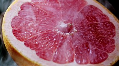 Soğuk buharlı soğuk greyfurt makro dokusu.