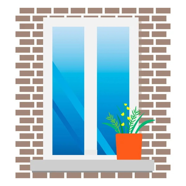 Fönster med blommor — Stock vektor