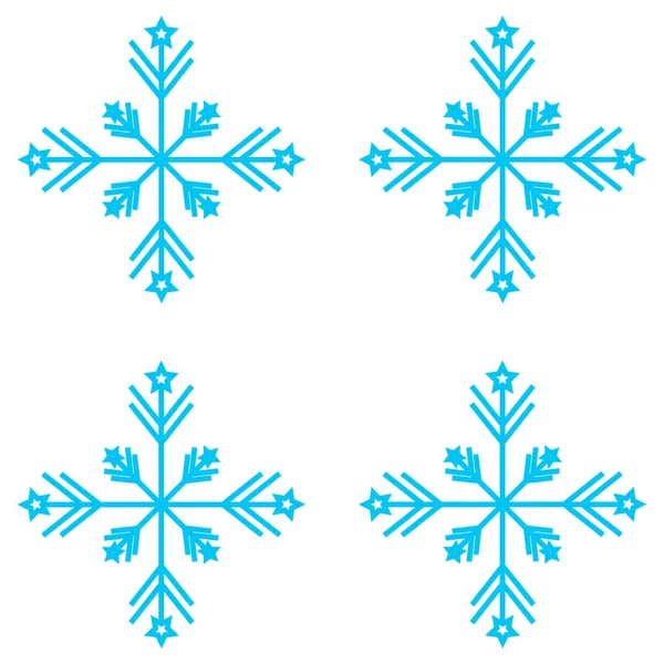 Illustration vectorielle. Ensemble de neuf flocons de neige ligne mince ftat design — Image vectorielle