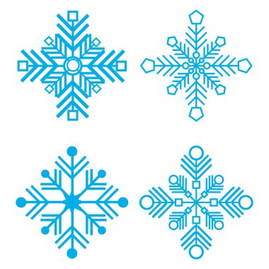 4 Kar Tanesi İnce çizgi ftat tasarım vektörü çizimi