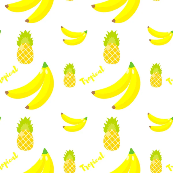 ベクトルの図 シームレス パターン 熱帯飾り黄色バナナやパイナップル — ストックベクタ