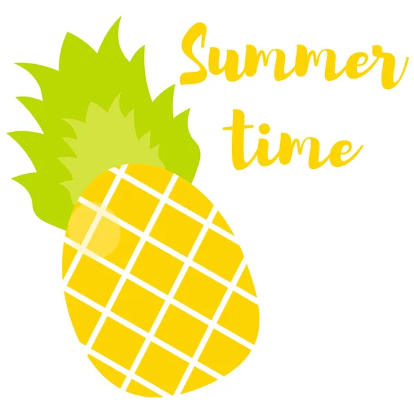 Vektorillustration Ananas Aus Tropischen Früchten Und Inschrift Sommerzeit — Stockvektor