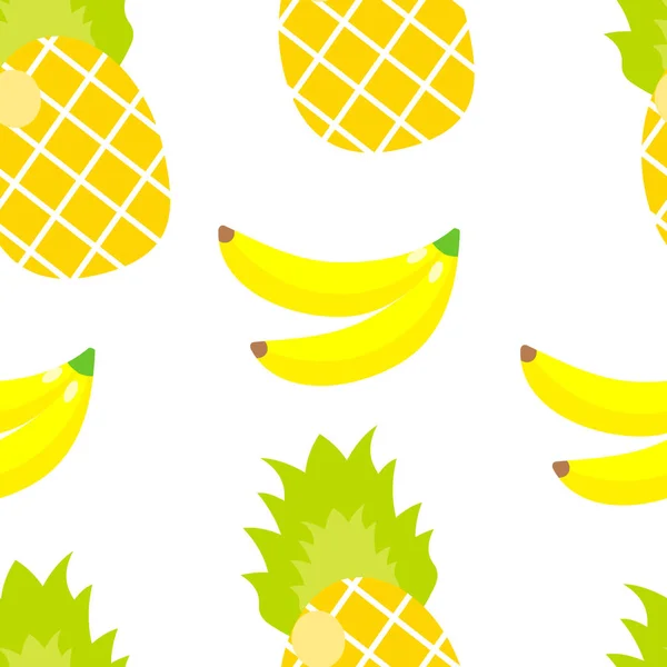 ベクトルの図 シームレス パターン 熱帯飾り黄色バナナやパイナップル — ストックベクタ