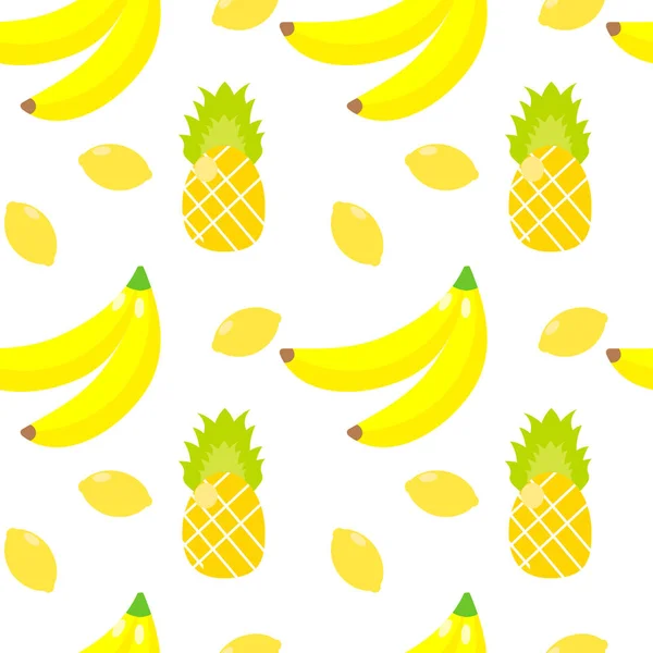 Vektorillustration Nahtloses Muster Tropische Zierde Gelbe Bananen Und Ananas — Stockvektor