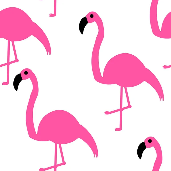 Ilustração Vetorial Padrão Sem Costura Flamingos Cor Rosa Sobre Fundo — Vetor de Stock