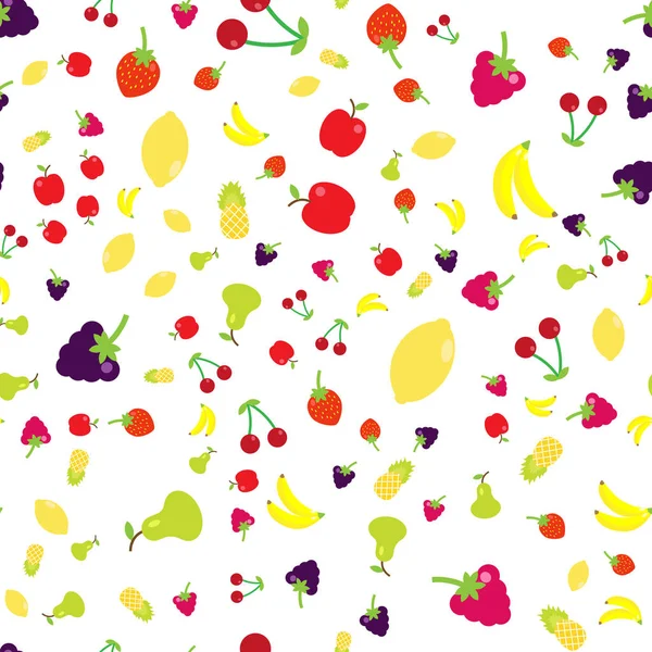 Illustration Vectorielle Fruits Multicolores Dans Style Plat Dans Aléatoire — Image vectorielle