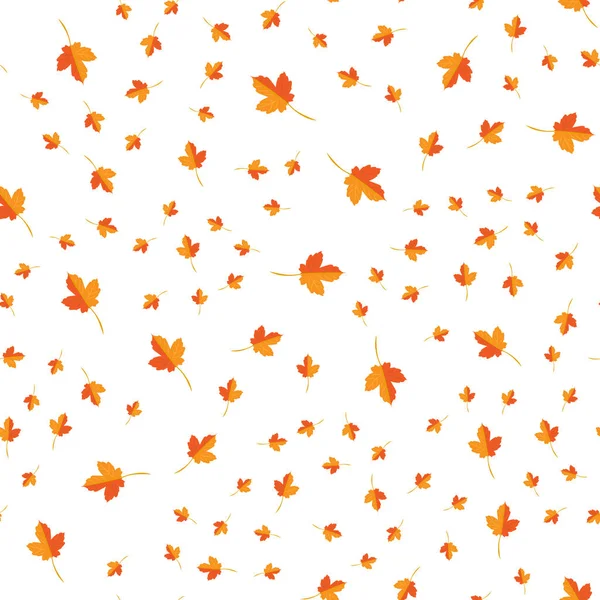 Seamless pattern of autumn yellow leaves randomly — Stock Vector