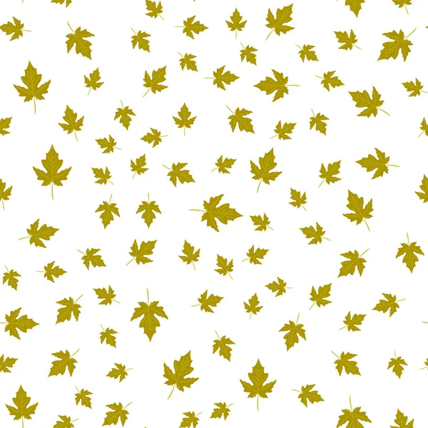 Padrão sem costura de outono folhas verdes aleatoriamente — Vetor de Stock