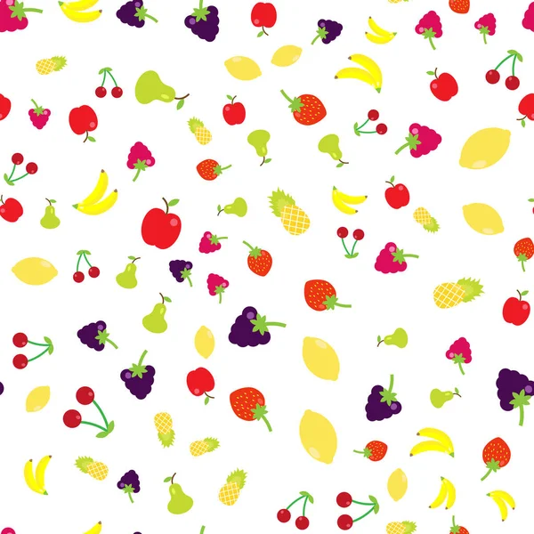 Illustration Vectorielle Fruits Multicolores Dans Style Plat Dans Aléatoire — Image vectorielle