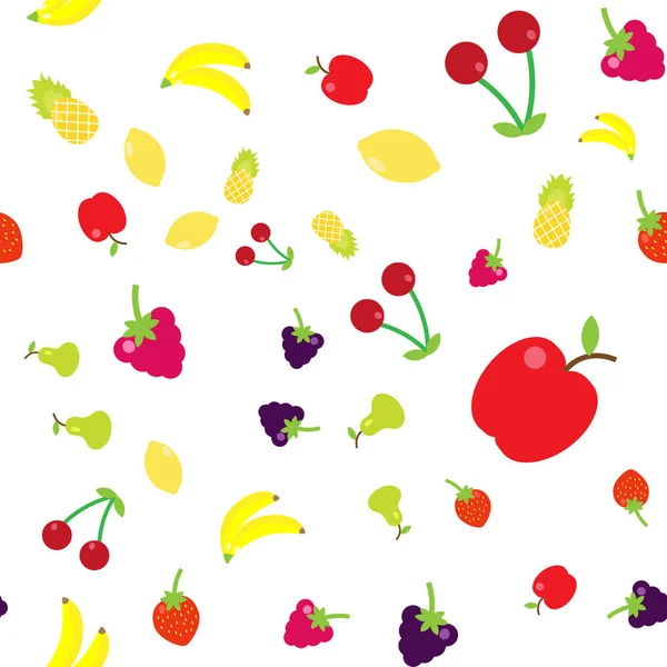 Vektorillustration Bunte Früchte Stil Der Flachen Einem Zufälligen — Stockvektor