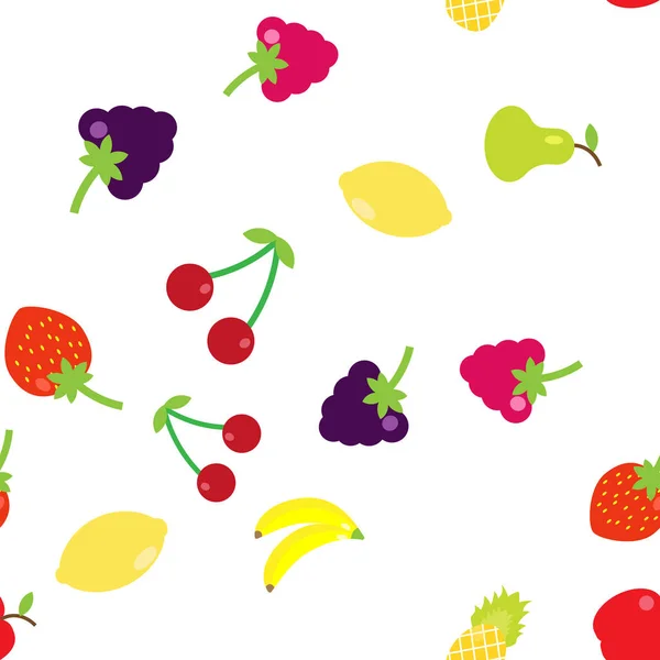 Ilustração Vetorial Frutas Multicoloridas Estilo Apartamento Aleatório —  Vetores de Stock