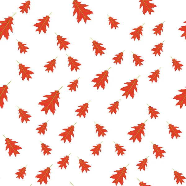 Vector Illustration Seamless Pattern Autumn Red Leaves Randomly — Stock Vector