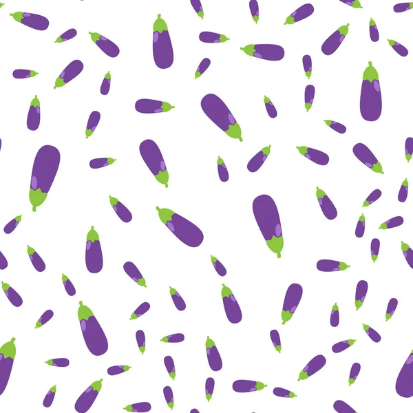 Illustrazione Vettoriale Schema Senza Soluzione Continuità Set Verdure Melanzane Viola — Vettoriale Stock